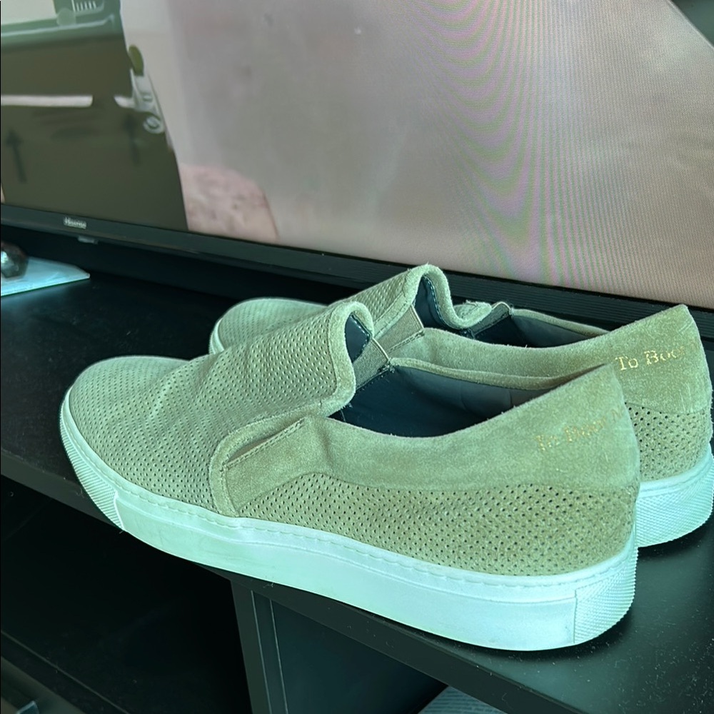 To Boot Tan Slip-On Sneakers with Breathable Design